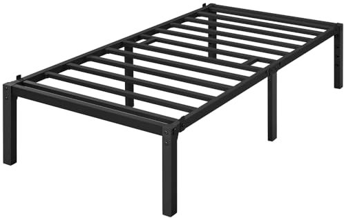 Yaheetech Bastidor de Cama Metálico Listones de Acero Espacio de Almacenamiento Bajo la Cama Fácil Montaje Cama Individual 90 x 200 x 36cm Negro