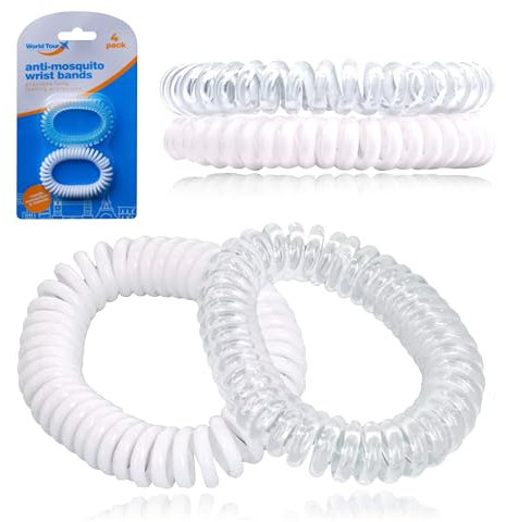 Braccialetto repellente per zanzare, 4 pezzi, impermeabili, senza DEET, oltre 100 ore di protezione per bambini e adulti, 3+, repellente naturale per insetti per viaggi, protezione da insetti e