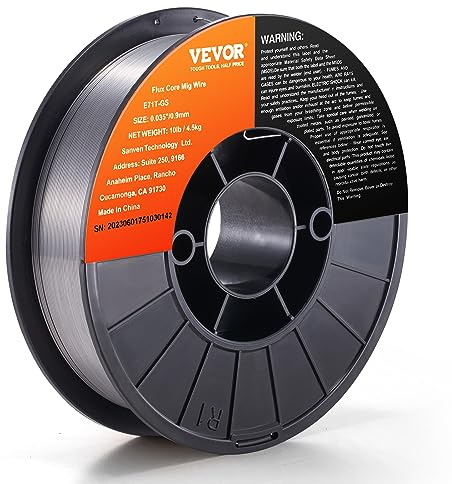 VEVOR Flux Core Welding Wire, E71T-GS 0.035-inch 10LBS, Gasless Mild Steel MIG Welding Wire with Low Splatter for All Position Arc Welding and Outdoor Use
