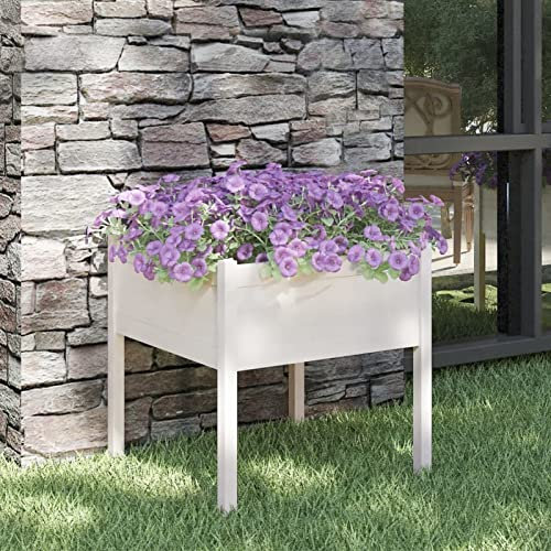 ARKEM Jardinera de Madera Maciza de Pino Blanca 70x70x70 cm Jardineras Exterior, Jardineria Maceteros, Mesa De Cultivo