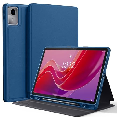 EasyAcc Hülle Book Cover für Lenovo Tab M11 TB330 2024 mit Stifhalter | Dünn Folio Ständer Tablet Schutzhülle, Multi-Winkel Betrachtung,Auto Schlafen/Wachen,Meeresblau