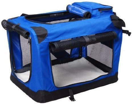UnderDog Faltbare Hundebox aus Stoff mit Fleece, luxuriöse Haustierkäfige und Tragetaschen, weiche Seite, Haustier-Reisebox mit Abnehmbarer Matte und Aufbewahrungstaschen, atmungsaktives Netzgewebe