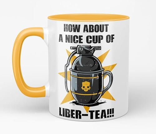 How About a Nice Cup of Liber-Tea!!! Gamer Mug 11oz Ceramic (Golden Yellow)