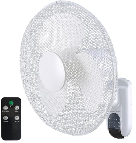 Melchioni Family | Ventilatore da Parete, 3 Pale, 40 cm di Diametro, 3 Velocità, Timer 7:30 ore, Funzione Oscillazione, con Pannello Comandi, Telecomando, Colore Bianco