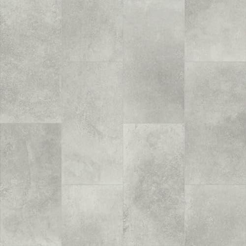 Cosmo Cement Vinyl by Rhino Classic Lino Flooring Sheet, Grey Tile Effect Vinyl Flooring for Kitchen, Bathroom, 2.6mm Waterproof Linoleum Flooring, 10 Years Warranty -2m(6'6) X 3m(9'9)-6m²