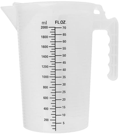 MSemis Messbecher PP-Kunststoff 500ML 1L 2L Measuring Cup BPA-frei Messkanne mit Skala Küchenhelfer Back Zubehör Transparent C 2000ml
