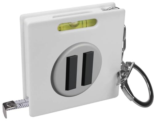 Azeeda 'Pause Button' Keyring Tape Measure (KM00037129) | Mini Measuring Tool / Spirit Level for DIY, Work, Bags and Keys