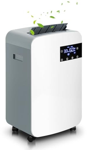 Hebitod Dehumidifiers for home with Drain Hose, 12L dehumidifier for bedroom, Negative Ions & 24H Timer & Sleep Mode & Defrost, Electric Dehumidifier with Ultra Quiet & Auto Shut off