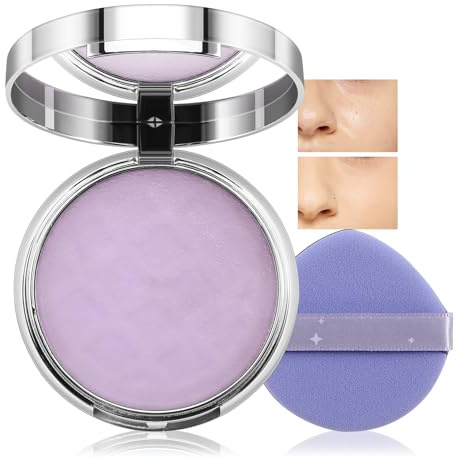 Boobeen Poudre pour le Visage, Poudre Pressée pour le Visage, Poudre Mate à la Lavande pour un Maquillage Soyeux et Anti-Huile de Longue Durée, avec houppette de poudre