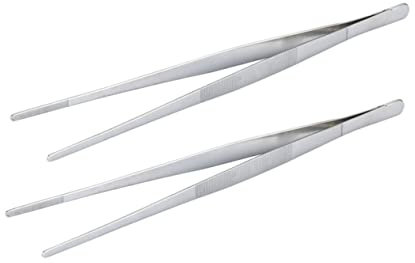 OKUMEYR 2pcs Food Clips Practical Stainless Steel Tweezers for Cooking Tongs Sausages Grilling