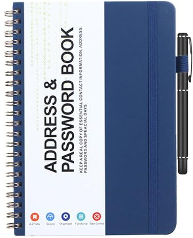 HunicandIU Passwortbuch mit alphabetischen Tabs, kleine Passwortbücher für Senioren | Tragbarer Passwort-Organizer zum Schreiben von Büchern,Kleines Passwortbuch, Adressbuch mit Tabs für Frauen,