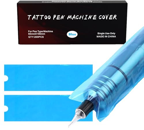 Grand Sacs de Stylo de Tatouage - PEPAX 200 Pièces 6.5cm x 18cm Bleu Manchons de Machine à Jetables Sac de Type de Stylo Filtre Pour Fournitures