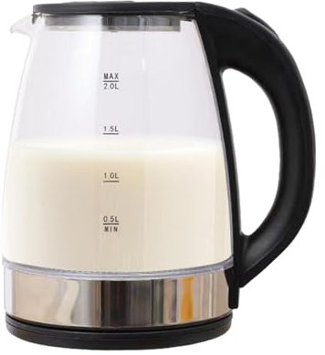 HunicandIU Chaudière à eau chaude, bouilloire électrique en verre, Bouilloire en verre de 2 L, Bouilloires électriques sûres avec conception d'arrêt automatique pour les cuisines à domicile et les