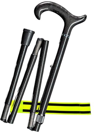 Gehstock Carbon Faltstock 4-teilig + Olanmarp Klettarmband