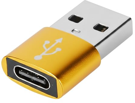 USB to USB C Adapter for i-Phone 16 15, PD 20W USB-C Type C Fast Car Charger Adapter Plug for i-Phone 14, 13, 12, 11, Sam-sung S24, S23, S22 S21 S20 and More, Type C Female to USB A Male (Gold)