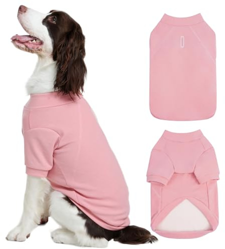 Kuoser Hundepullover Rosa XL, Warmer Fleece Hundesweatshirt mit Vorderbeinen, Bequemer Elastischer Hundepullover für Große Hunde