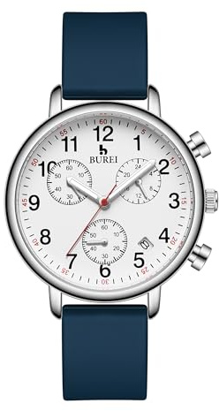 BUREI Damen Analog Quarz Armbanduhr，Krankenschwester-Uhren, Silikon-Komfortuhren，wasserdicht，Nachtlicht，Stoppuhr multifunktionale Zeituhren