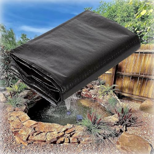 Koiteich-Auskleidung, Teichfolie, 6 x 6 m (19,5 x 19,5 Fuß), HDPE, schwarz, langlebige Membran for Gartenfischteiche, reißfeste, dicke Ersatzfolie, for Außenteiche, Gartenbrunnen, Wasserfall(1x6m/3.2x