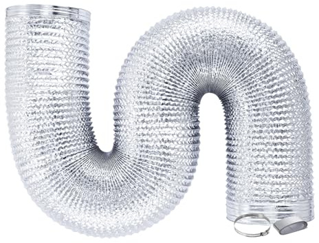 Double Couche de Flexible de Ventilation, Tuyau D'event D'échappement, Gaine Alu Semi-Rigide, Conduit de Sortie D'air en Aluminium, pour Faux Plafond, Plafond Suspendu, Combles, Caves(5m,100mm)