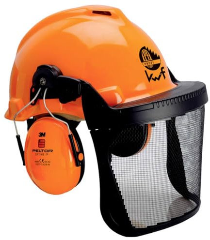 3M Kombination für die Forstwirtschaft, G3000 Schutzhelm in Orange, H31 Kapselgehörschutz, FH1 Halterung und 5B Netzvisier, G3000MOR31FH15B