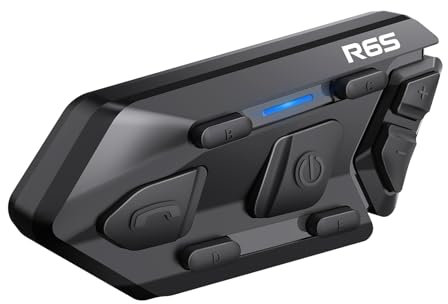 WAYXIN R6S interfono moto Fino a 6 Piloti, Comunicazione Bluetooth con Controllo Vocale per Interfono 2 Persone, bluetooth casco moto Cancellazione del Rumore DSP&CVC/HiFi/Impermeabile/Universale(Uno)