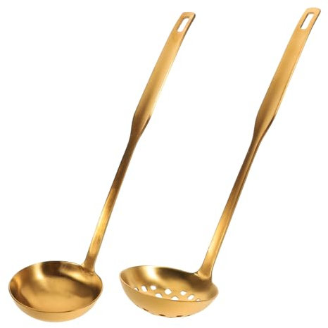 BESTOYARD 2pezzi Mestolo Per Zuppa in Acciaio Inossidabile Schiumarola Manico Lungo Utensile Da Cucina Per Mescolare e Servire Minestre e Verdure Facile Da Pulire e Durevole