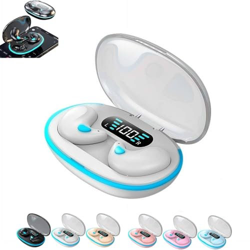 Auriculares Bluetooth para dormir de conducción ósea, auriculares deportivos inalámbricos con cancelación de ruido 5.3, auriculares deportivos con pantalla digital LED, funda de carga, auriculares
