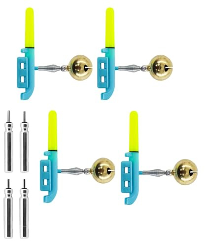 Nexoria Knicklichter Angeln, 4 Stück Bissanzeiger Angeln mit Glocke LED Nachtlicht Knicklicht Angeln Wasserdicht Swinger Angeln Leuchtstäbe Angeln Licht Sticks mit Schnalle Angelzubehör für Angelrute