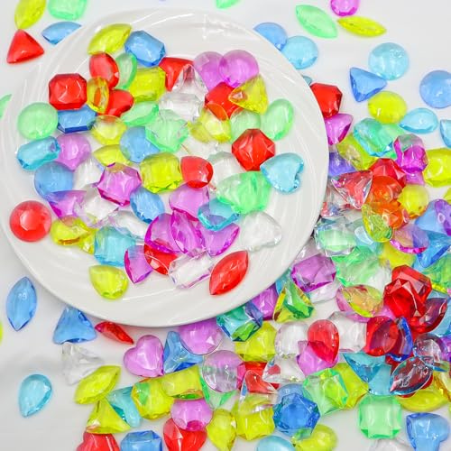 200 pcs Tauchspielzeug Edelsteine für Kinder Acryl Diamanten Bunt Groß | Tauch-Edelsteine Pool Spielzeug für Schatzsuche Tauchtraining Hochzeit Deko Tischdeko Vasen