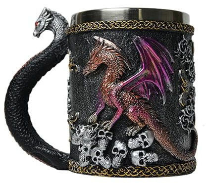 Generico Bicchiere riutilizzabile - in stile medievale da 420 ml, boccale con manico classico, bicchieri da collezione vintage | decorativa per feste per bevande calde e fredde, caffè, birra, tè, c