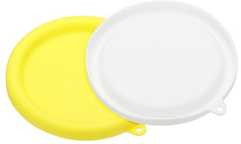 sourcing map 2Pcs Silicone Lids Cover for Glass Mixing Bowls Ice Cream Machine, Refrigerator Dishwasher & Microwave Safe, Yellow/White