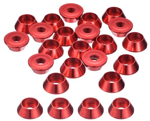 QUARKZMAN 20 Pcs M5 Rondelles Coniques A Frapper Rouge | Joints En Aluminium Anodise, Rondelles A Tete Conique, Pour Accessoires Mecaniques