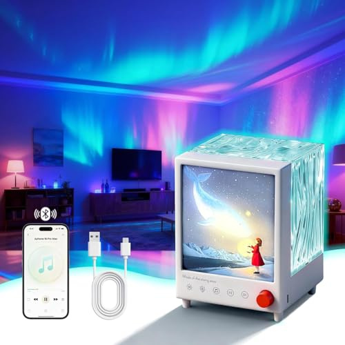AoLa Starry Sky Projector for Children, LED Aurora Lamp Projector with 7 Light Effects and 7 White Noise Night Lights Children's Galaxy Party Light with Bluetooth Music Northern Lights Lamp