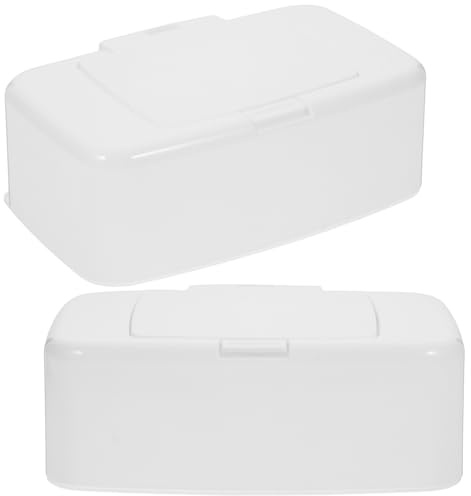 Beaupretty Dispensador de Toallitas de Plástico Portátil y Ligero Tapa, Contenedor Rellenable para Toallitas Húmedas, 2 Unidades, Adecuado para Viajes y Uso en Cochecito