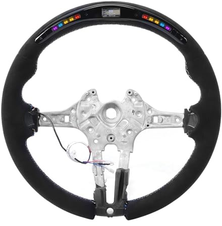 Tomantery Customizable LED Steering Wheel Replacement for M Series, with Real-Time Data Display, Suitable for Racing Enthusiasts, Suede Material