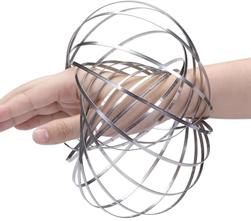 Flow Rings Magic Bracelet Toy Made of Stainless Steel Spring Ring, Multi-Sensory, Interactive, Cool, Educational, Stress Relief, Fidget Fitness Gadget for Adults, Teenagers, Children