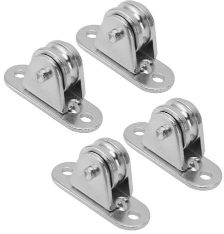Generic Edelstahl-Riemenscheibenblock, Feste Rolle, Geräuschloses Rad mit 176 Lbs Tragfähigkeit für DIY-Schiebetor-Drahtseilschiene (4 Stück)