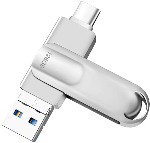 Memoria USB 3 en 1 Pen Drive Portátil USB C Pen Drive Memory Stick Metal Duro Disco Externo Compatible con OTG/Android/Smartphone/Tablet/Mac (128, GB)