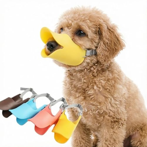 Yuziwi Entenschnabel Maulkorb für Kleine Hunde – Verstellbarer Anti-Fressschutz & Beißschutz, Atmungsaktiver Hundemaulkorb in 3 Größen (S/M/L) & 4 Farben, für 1.5-12.5 kg (Gelb,S-1 Stück)