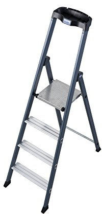 For Demand lda180 Scala di forbici anodizzata con 4 gradini, 2.85 m altezza di scala, 1.45 m altezza Scala, 0.85 m altezza ultimo gradino