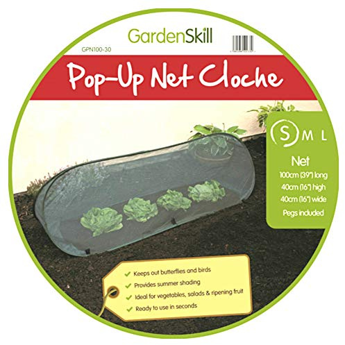 GardenSkill Mini-Gewächshaus, Tunnel, Vogelschutz, feinmaschiges Netz, Pop-Up-Wachstumszelt, Vogelschutz, Insektenschutz, für Quadrate, Gemüsebeet, Blumenkasten (100 x 40 cm, 1 Stück)