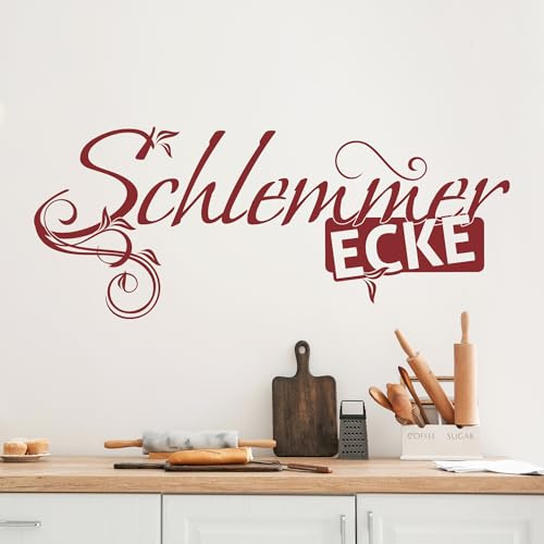 GRAZDesign Wandtattoo Küche Spruch Schlemmerecke | Küchenaufkleber selbstklebend - 74x30cm / 030 dunkelrot