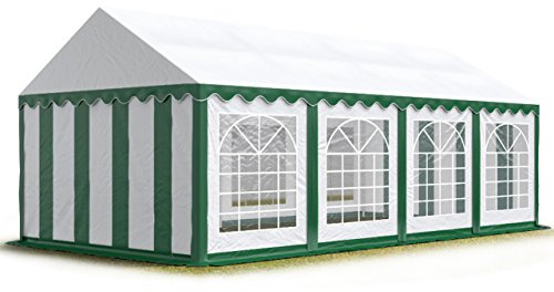TOOLPORT Party-Zelt Festzelt 4x8 m Garten-Pavillon -Zelt PVC Plane 700 N in grün-weiß Wasserdicht | Wasserdicht, stark, Einsatz im Garten und auf der Terrasse, Partys, Hochzeiten, Events, Gartenüberdachungen
