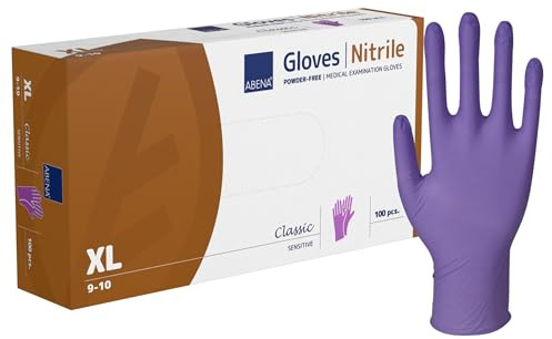 100 x Nitril Handschuhe Puderfrei Texturiert Einmalhandschuhe Einweg XS-XL Lila Größe XL (9-10)