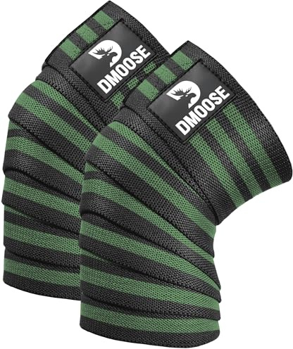 DMoose Fitness Kniebandagen Krafttraining Bodybuilding für Kniebeugen, Gewichtheben, Powerlifting, Kreuzheben und Fitnesstraining, 78 Zoll Lange, verstärkte Kniebeine für Männer oder Frauen