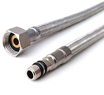 Pair 10mm x 3/8 (EU) 300mm Kitchen/Basin Monobloc Mixer Flexi Pipes Tails | Male End into the Tap | Long Tap Connectors