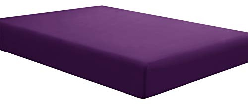 Sfoothome Fitted Bottom Sheet for Mattress, Single Twin Size Purple Microfiber Fitted Sheet with Deep Pocket