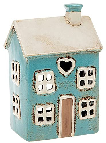 Village Pottery Photophore Coeur Maison Bleue, Bleu