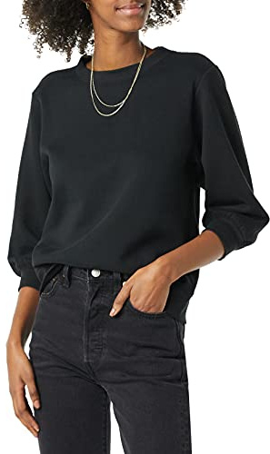 Amazon Essentials Women's French Terry Fleece Crewneck Sweatshirt with Sleeve Detail