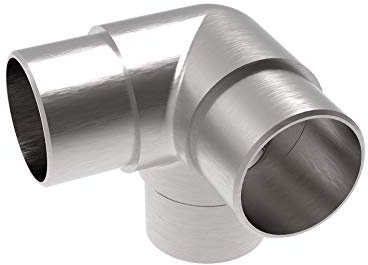 Sellon24® Geländer Edelstahl Rohrverbinder Rohrbogen Wandanker Kreuzverbinder 42,4x2,0mm (Eckverbinder mit Abgang 90° 0304)